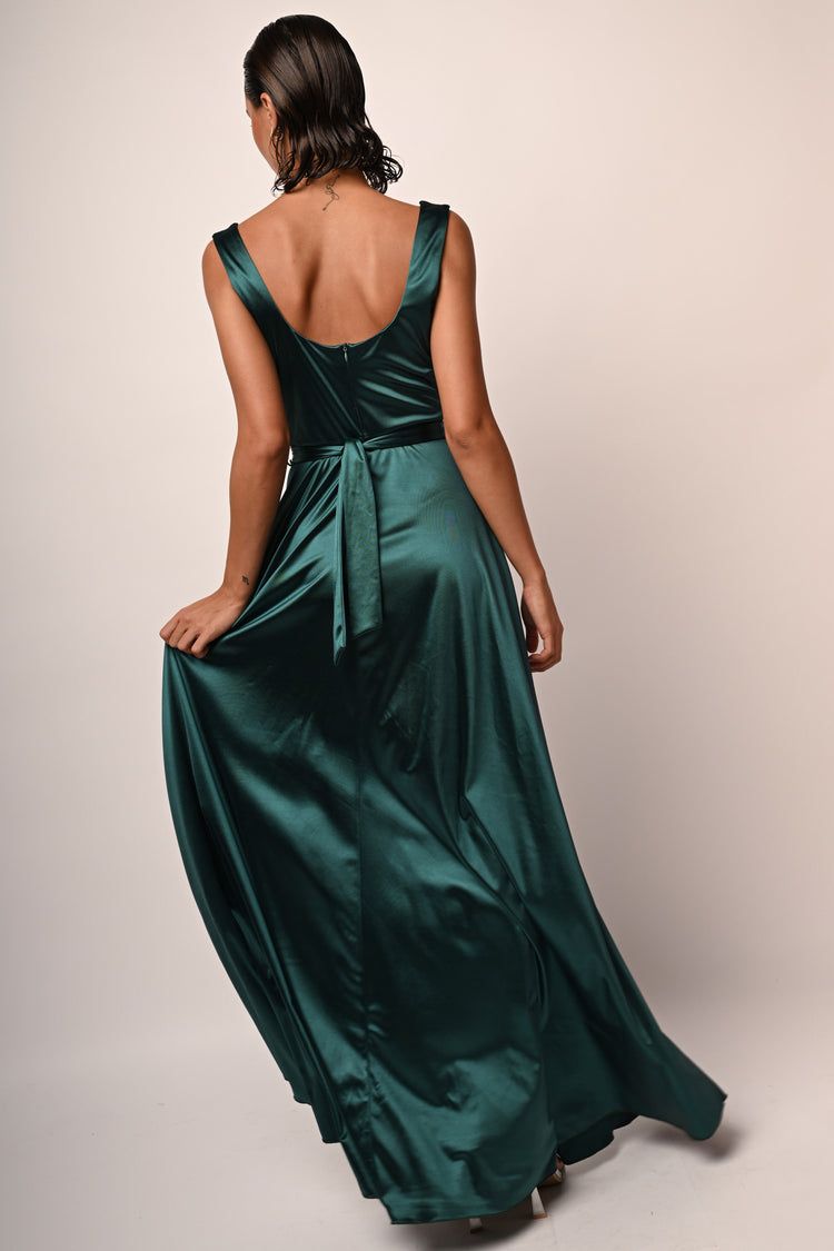 Rose belt satin gown