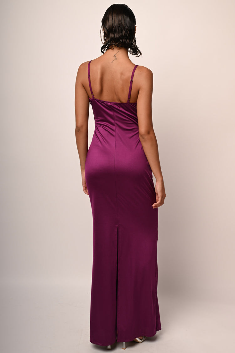 Satin draped gown