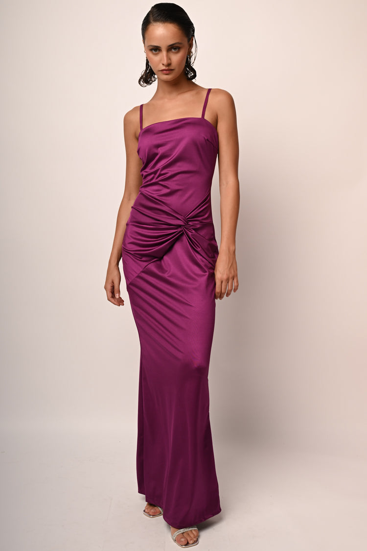 Satin draped gown