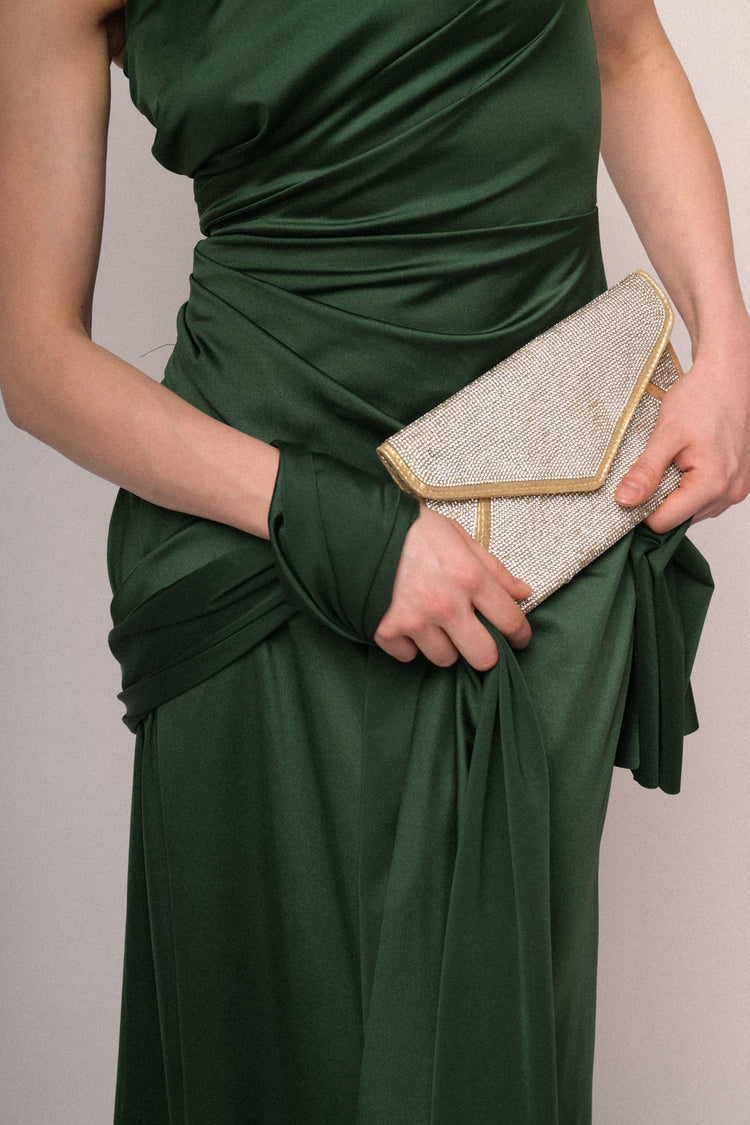 Long one-shoulder satin dress