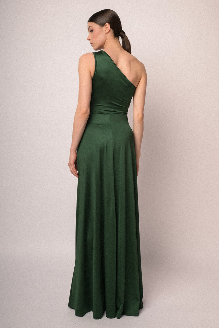 Long one-shoulder satin dress