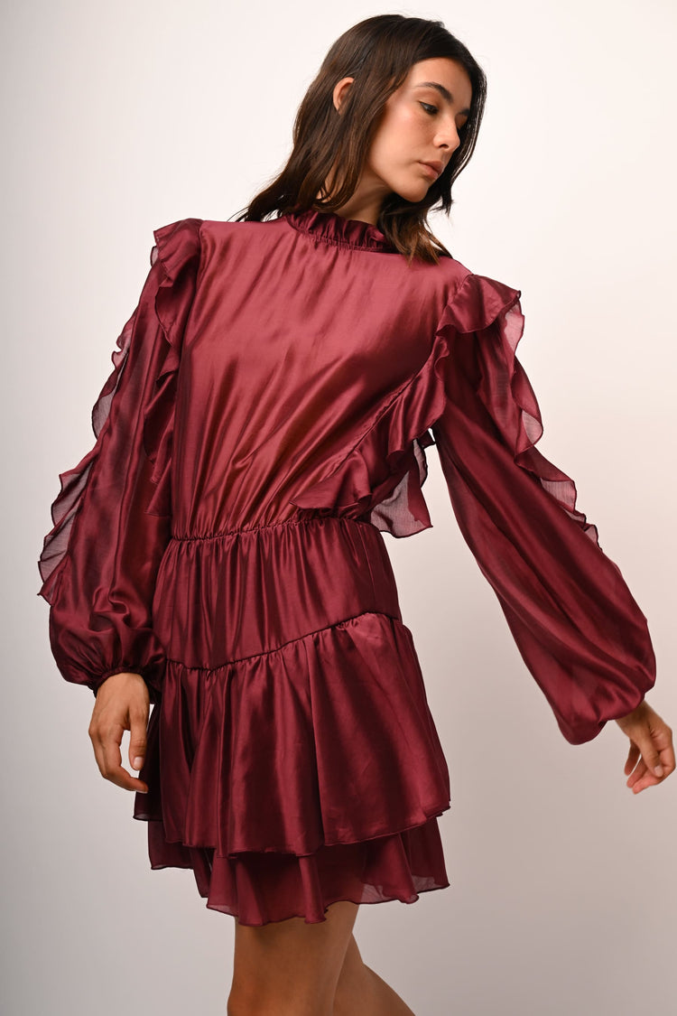 Frills muslin tiered mini dress