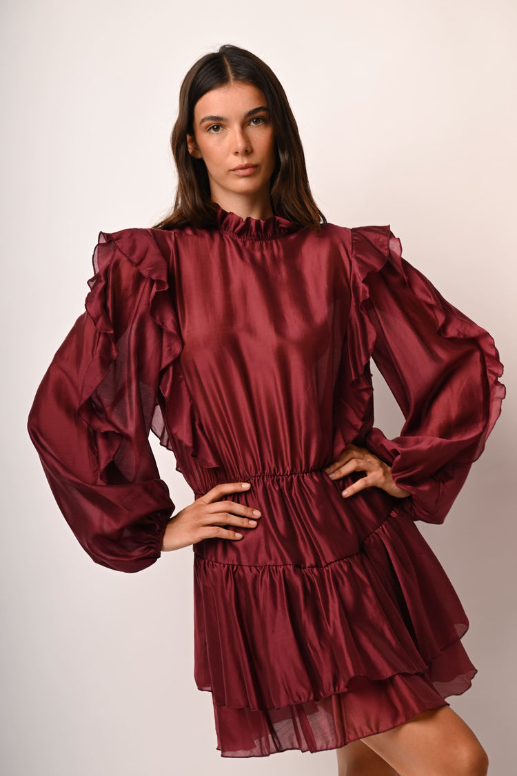 Frills muslin tiered mini dress