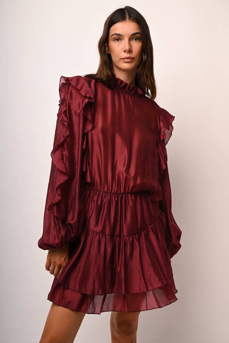 Frills muslin tiered mini dress
