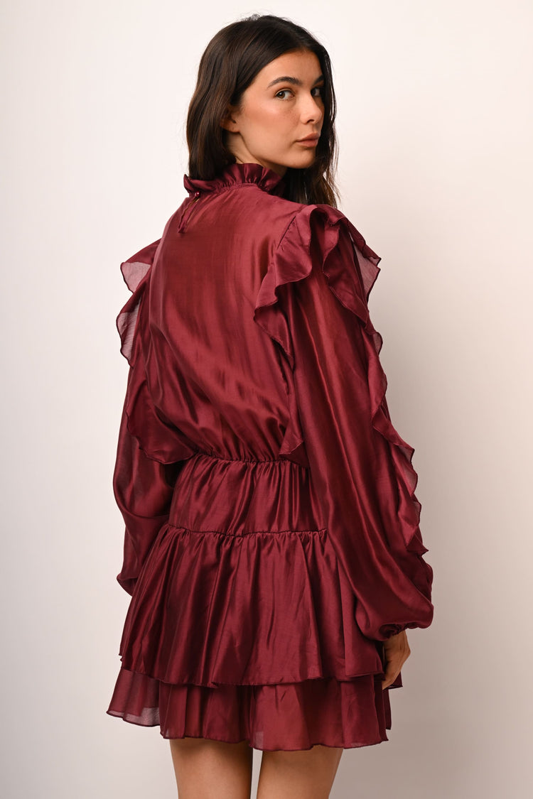 Frills muslin tiered mini dress