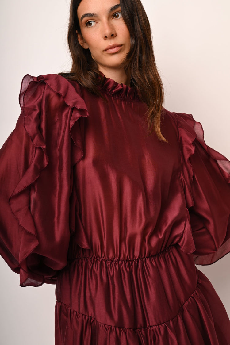 Frills muslin tiered mini dress