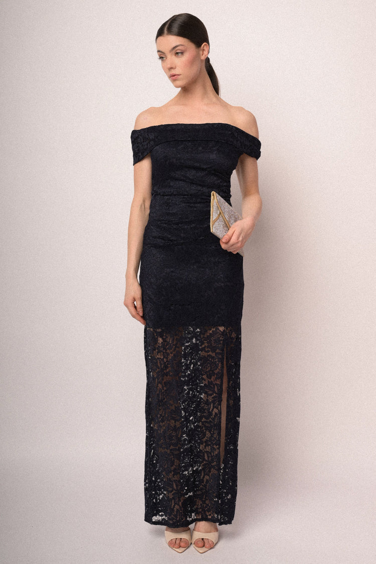 Lace off-the-shoulder long dress