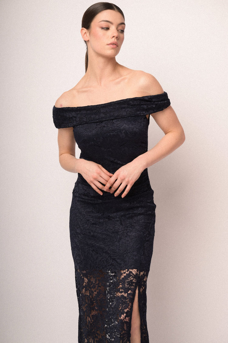 Lace off-the-shoulder long dress