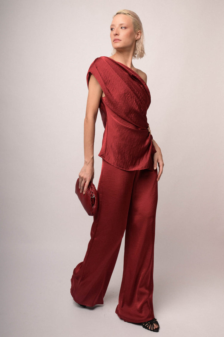 Pantaloni palazzo laminato