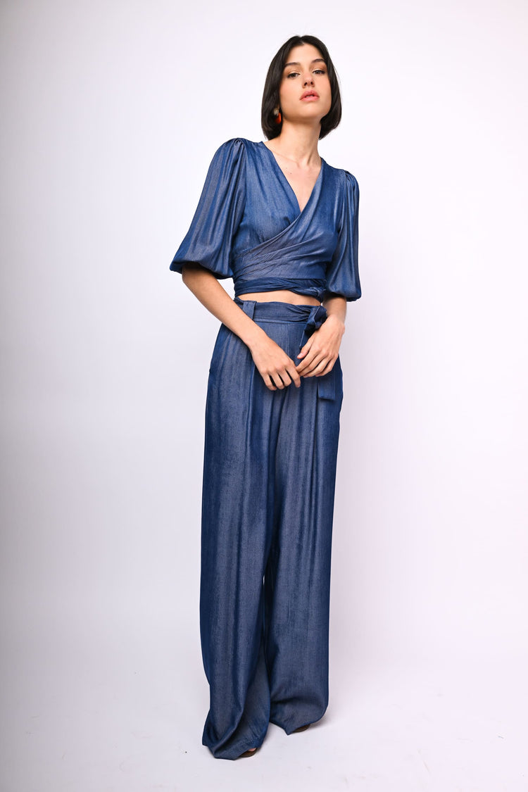 Viscose-blend palazzo trousers