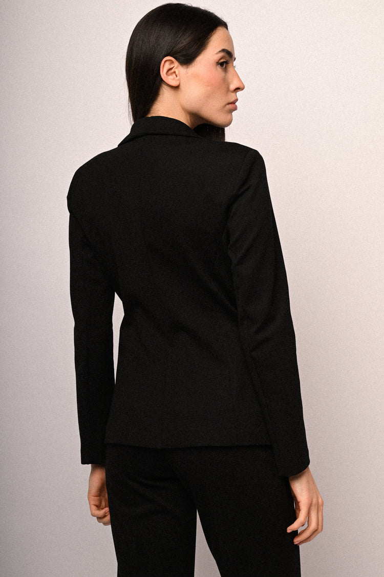 Viscose-blend single-breasted basic blazer