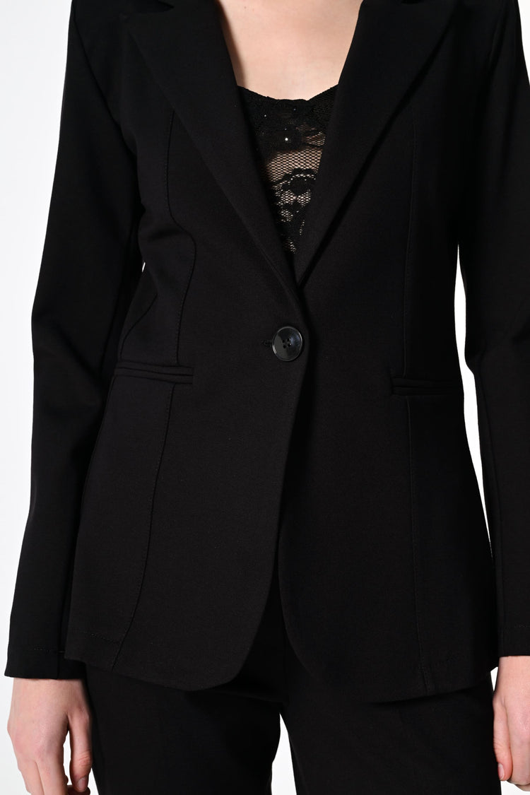Stretch fabric single-breasted blazer