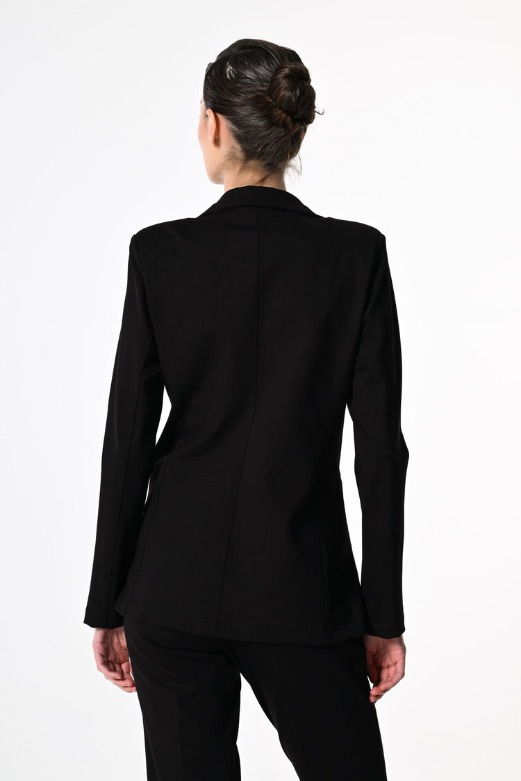 Stretch fabric single-breasted blazer