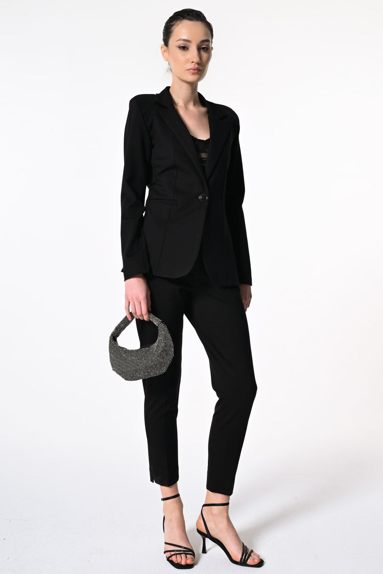Stretch fabric single-breasted blazer