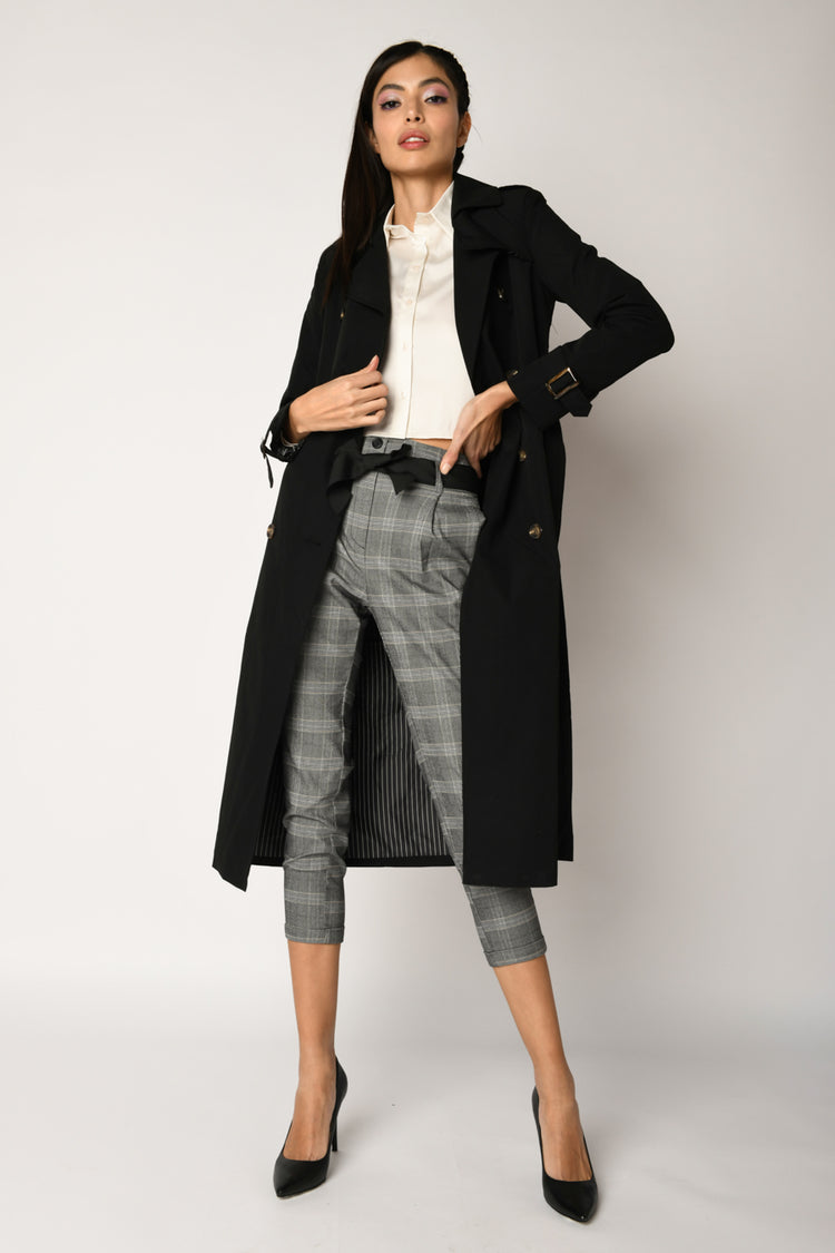 Belted double-breasted trench coat