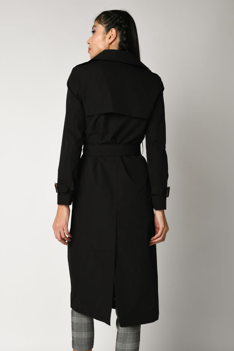 Belted double-breasted trench coat