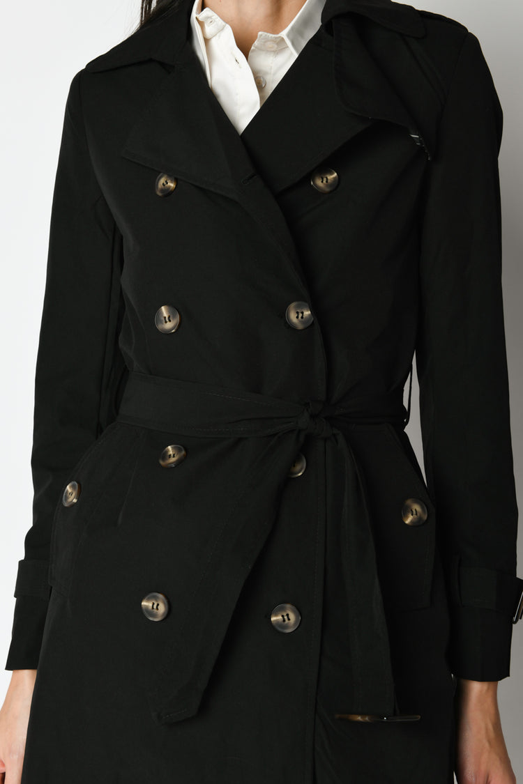 Belted double-breasted trench coat