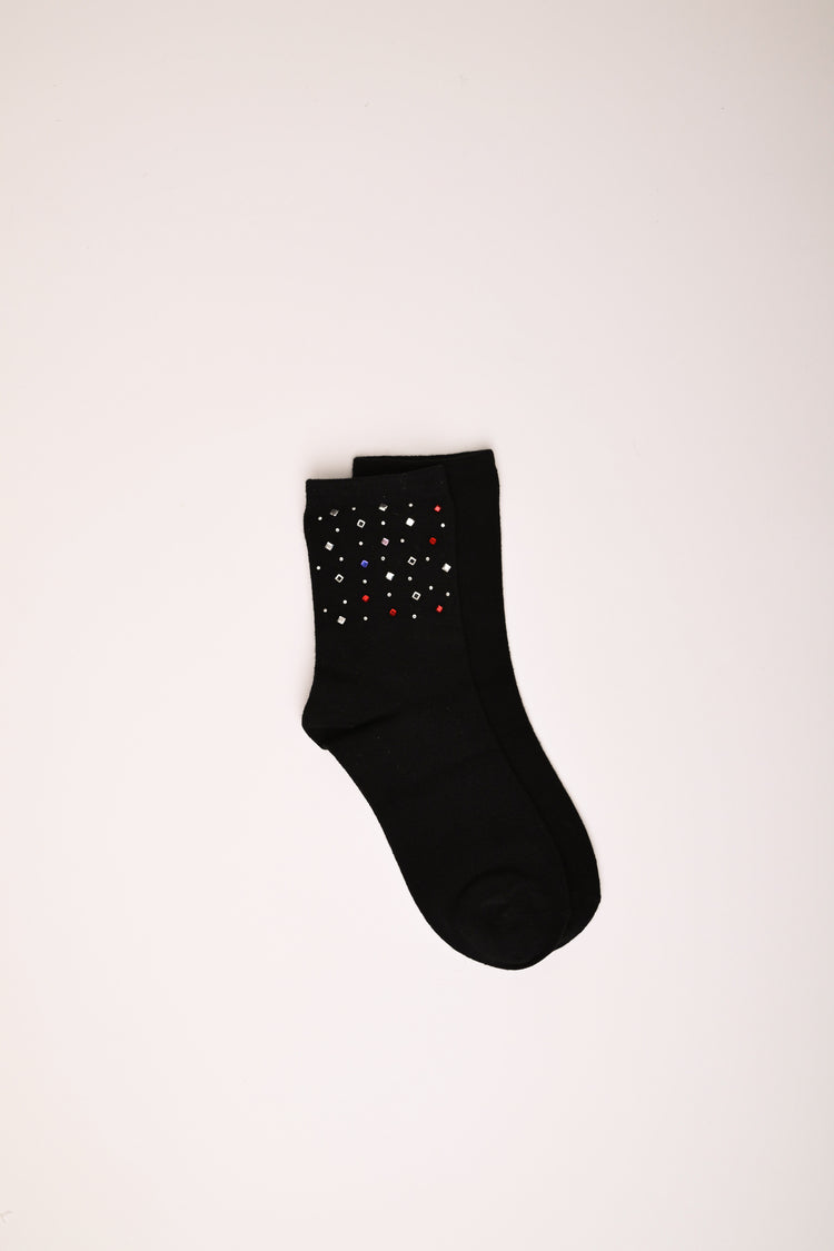 Set of two pairs of rhinestone socks