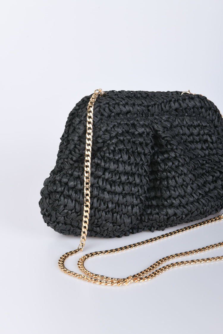 Raffia clutch bag