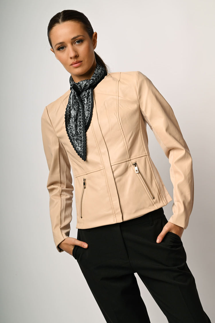 Faux leather and fabric jacket