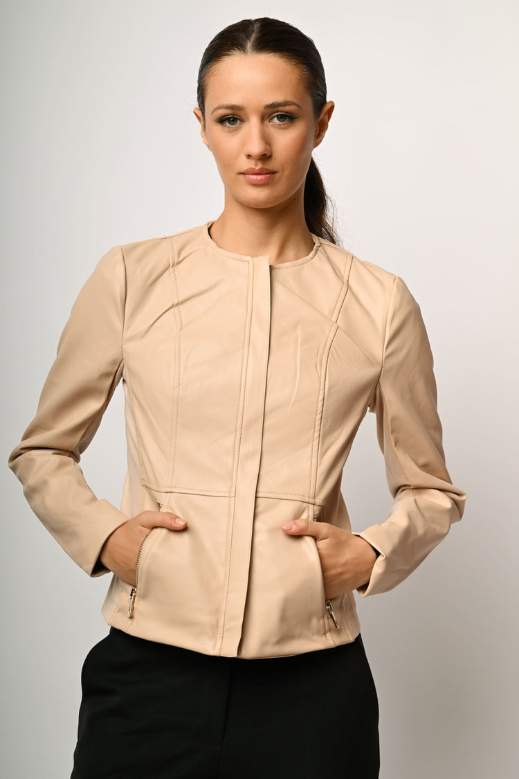 Faux leather and fabric jacket