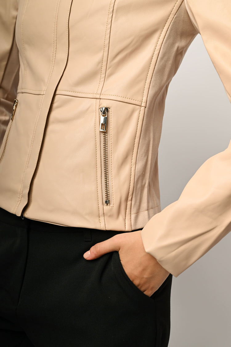 Faux leather and fabric jacket