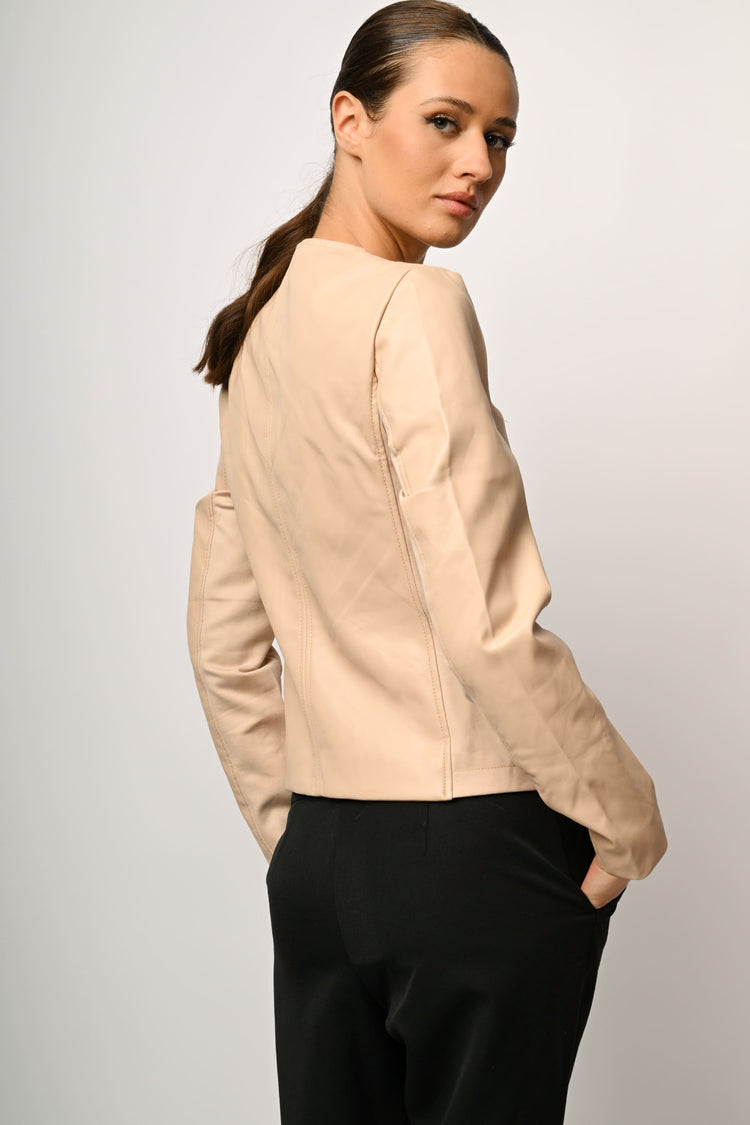 Faux leather and fabric jacket