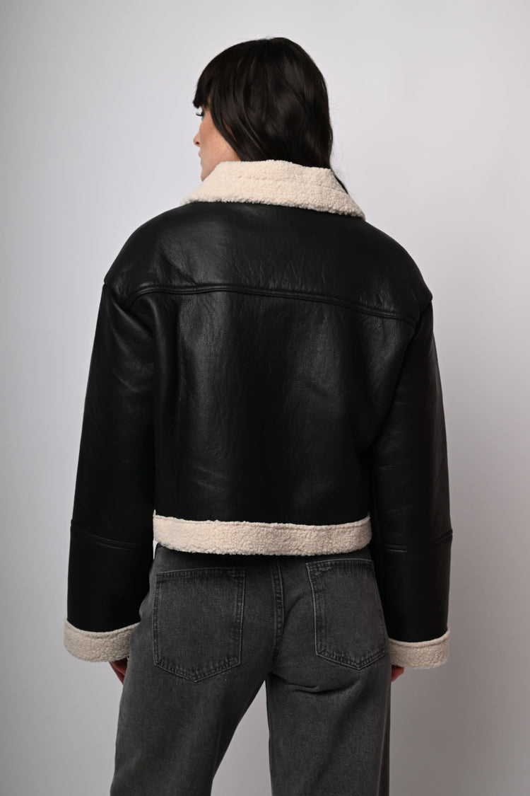 Faux leather and shearling jacket