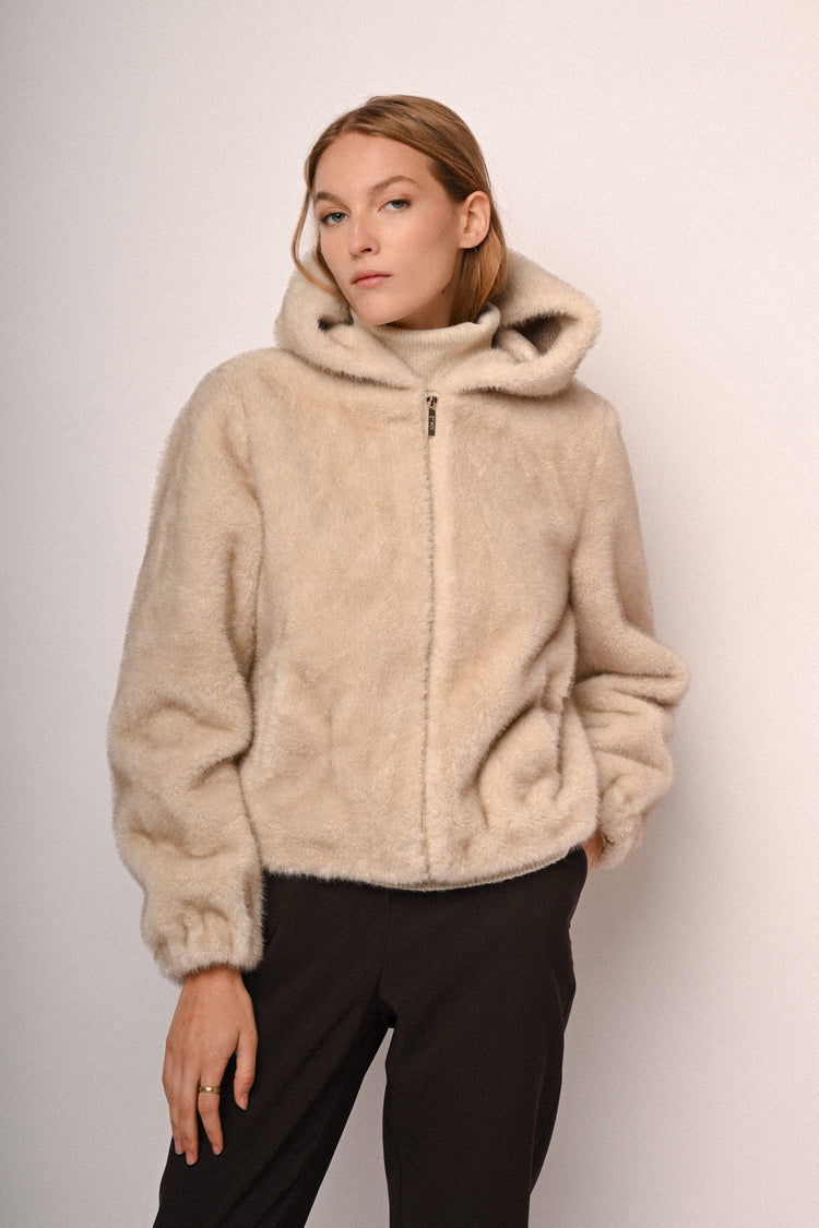 Faux fur hooded jacket