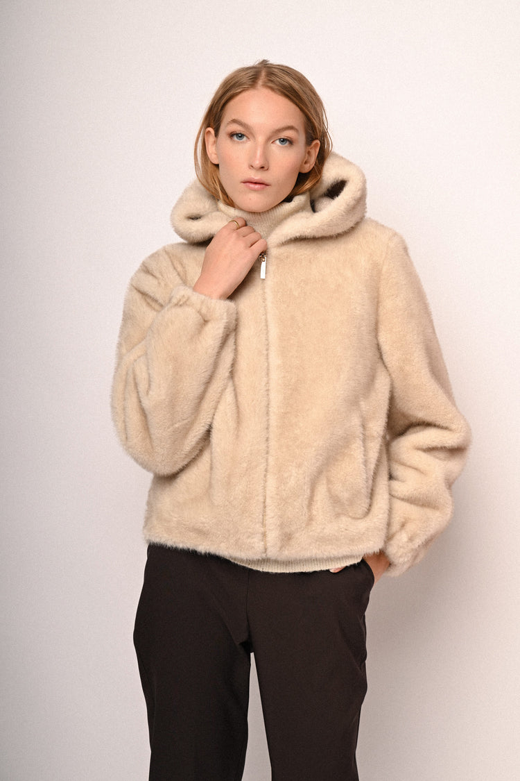 Faux fur hooded jacket