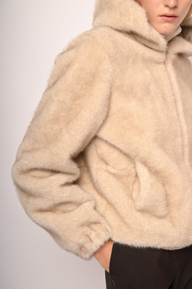 Faux fur hooded jacket