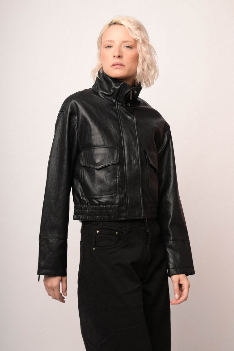 Black glossy oversized jacket