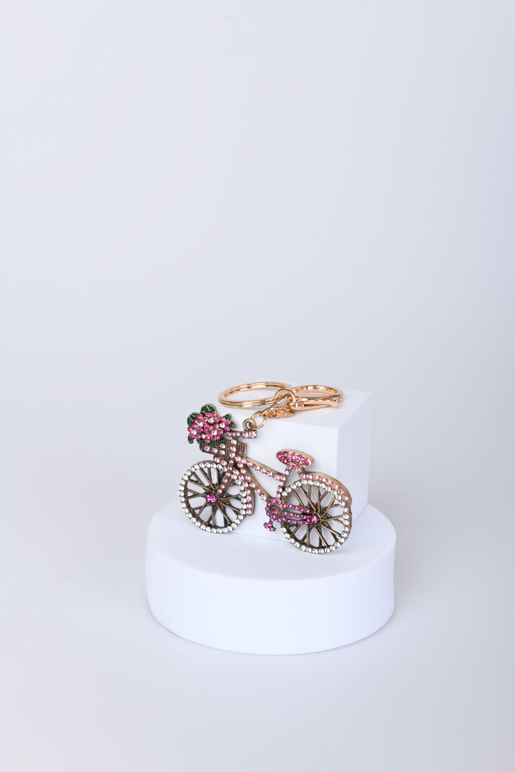 Rhinestoned bike keychain