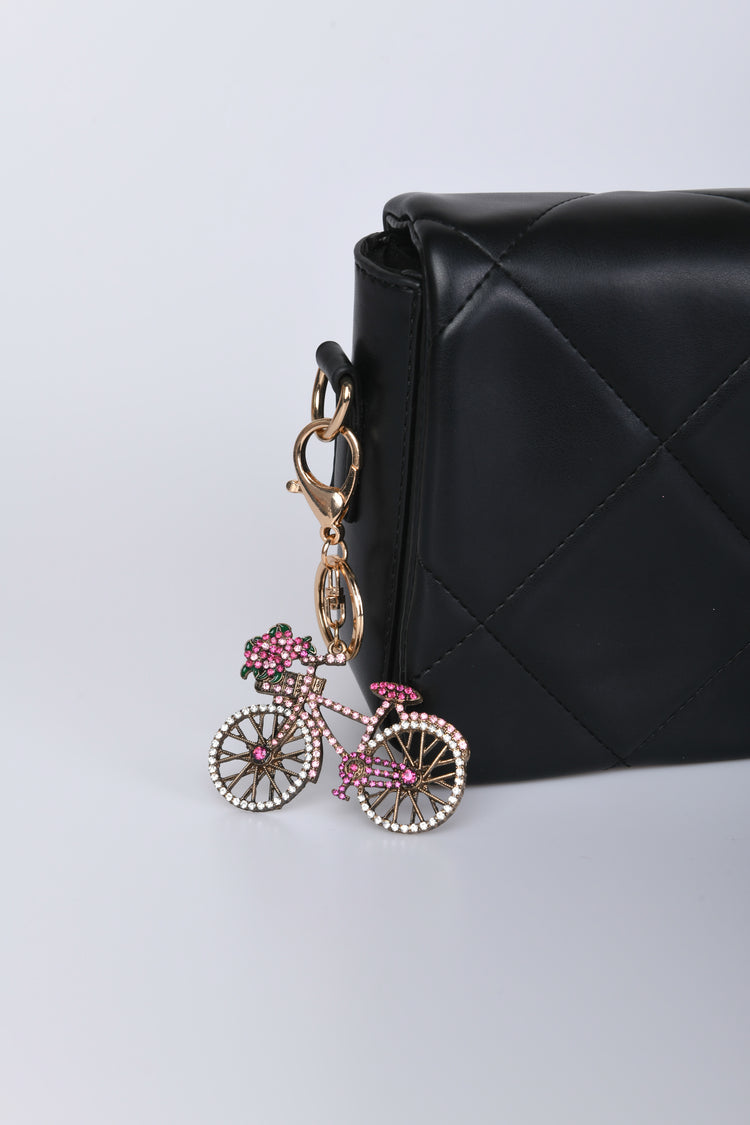 Rhinestoned bike keychain