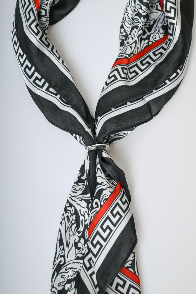 Floral and greek print scarf