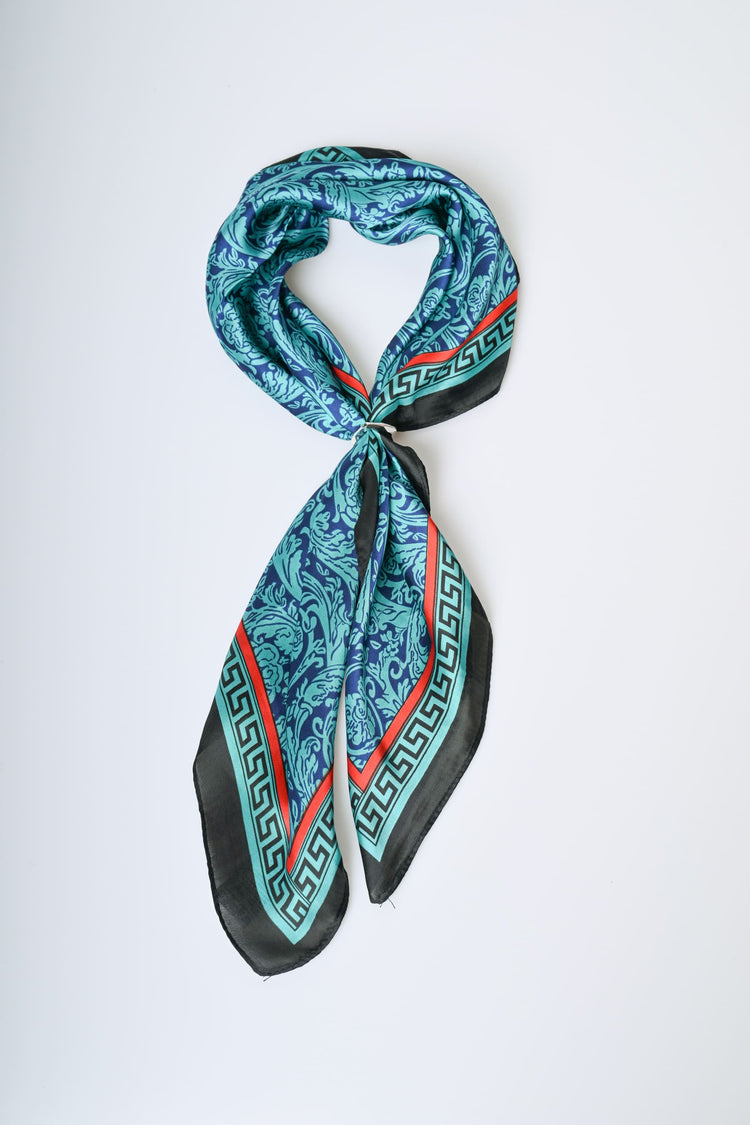 Floral and greek print scarf