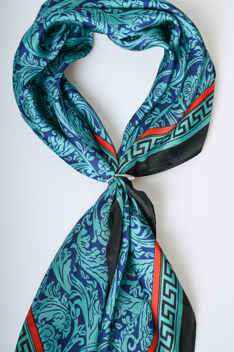Floral and greek print scarf