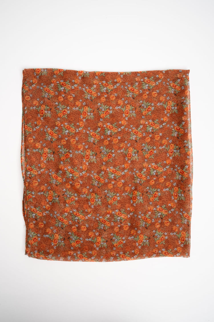 Brown scarf with small flowers