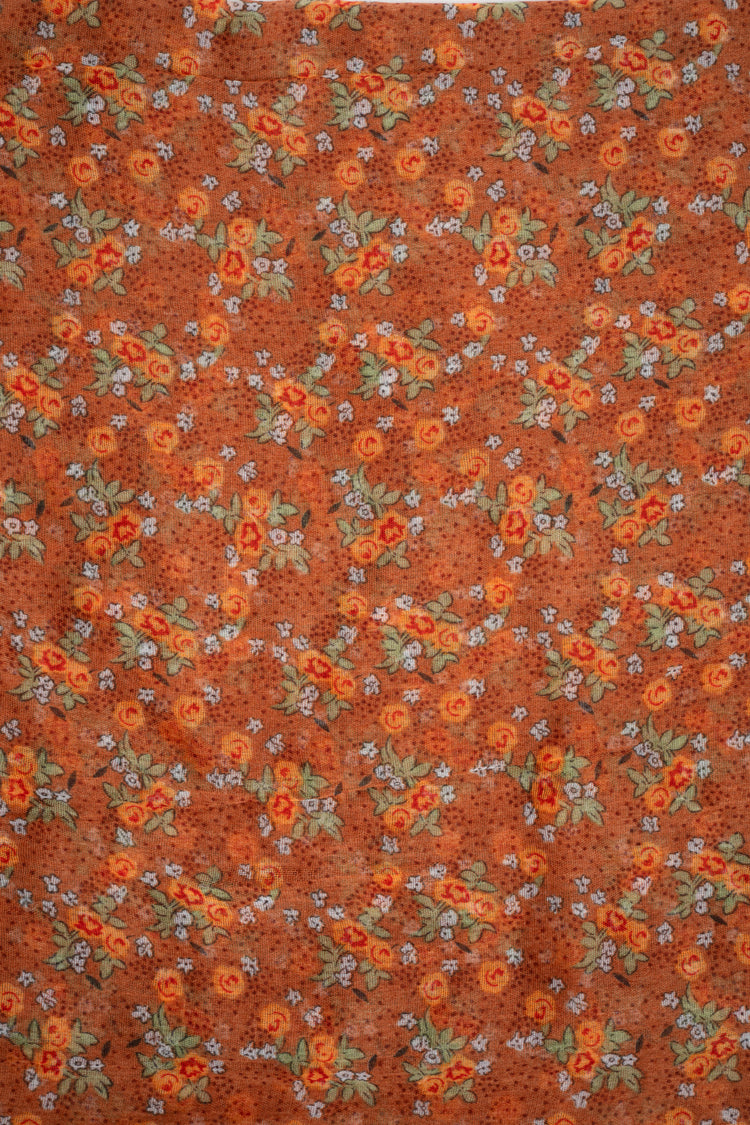 Brown scarf with small flowers