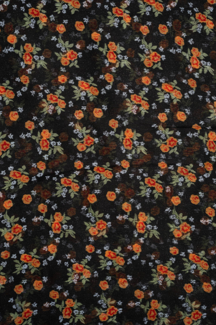 Black scarf with small flowers