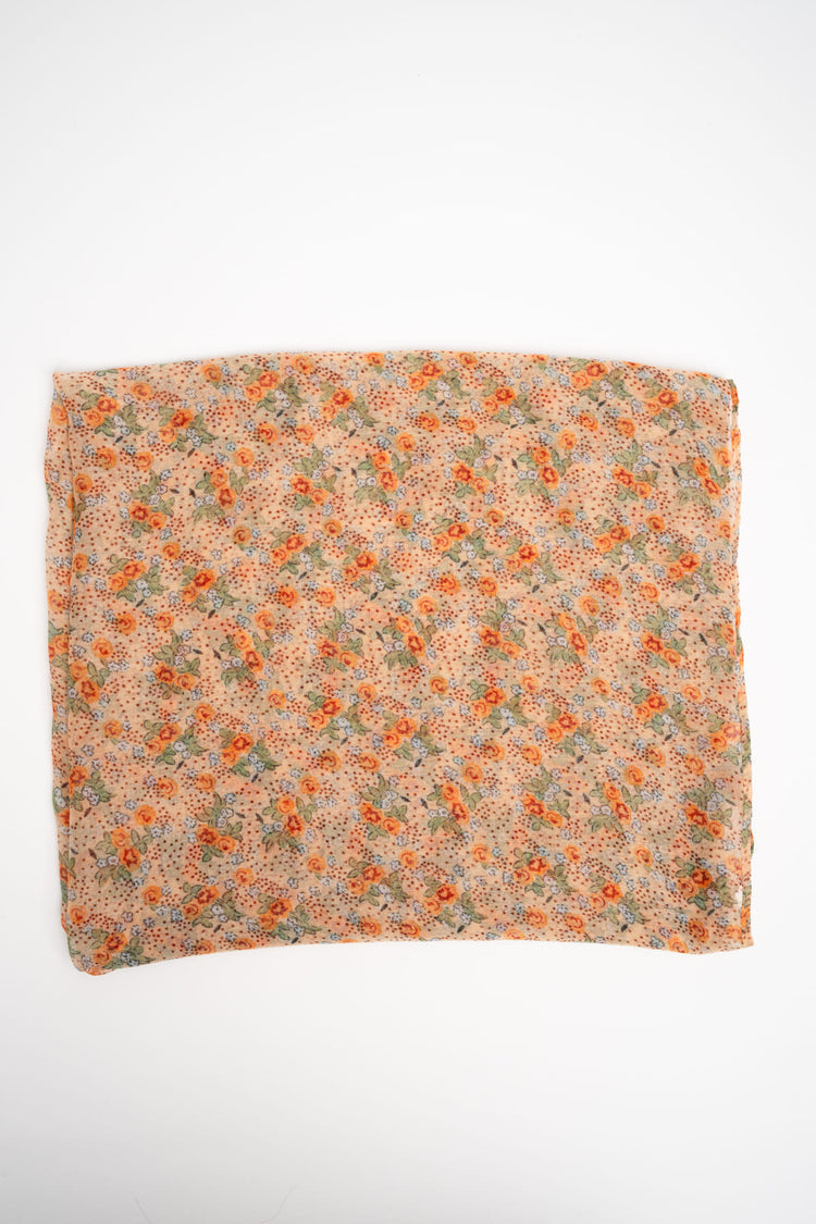 Pink scarf with small flowers