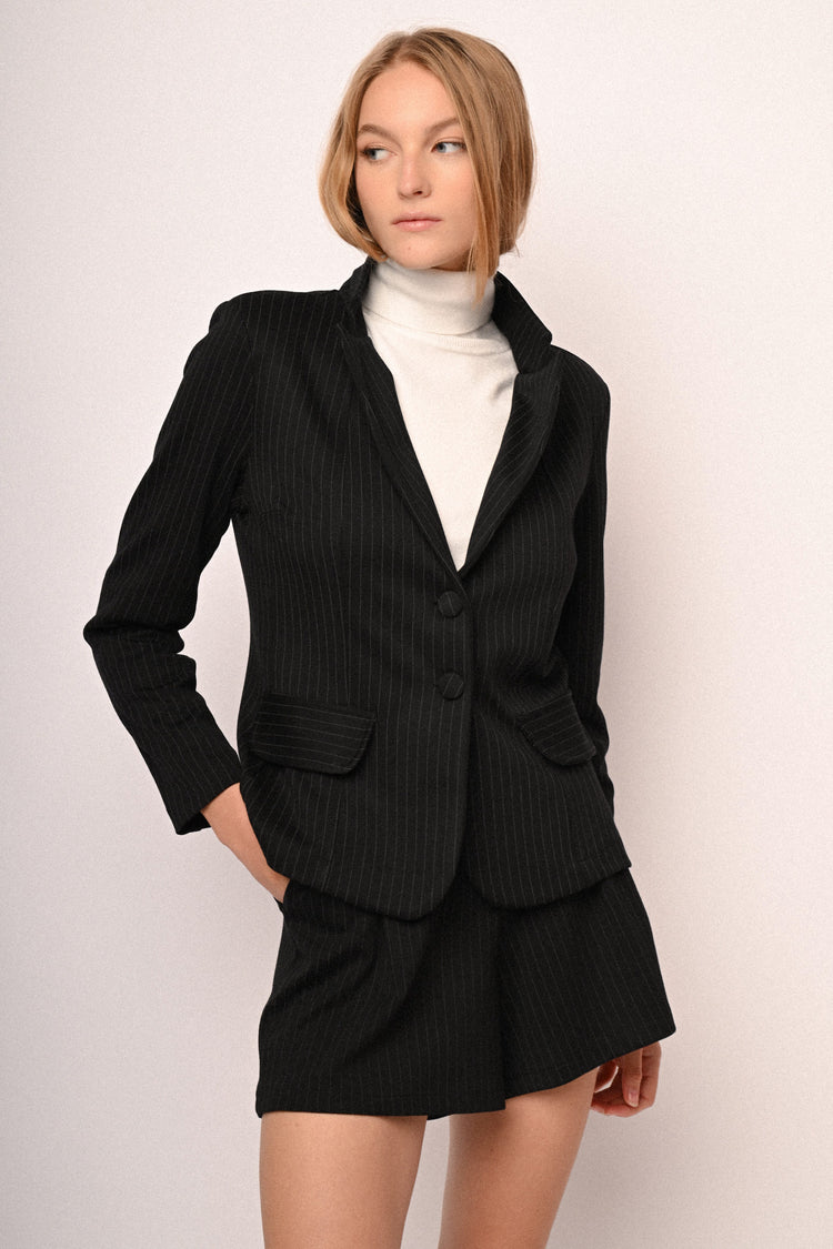 Pinstriped single-breasted blazer