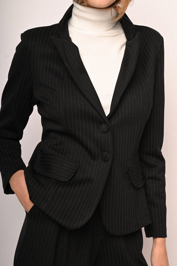 Pinstriped single-breasted blazer