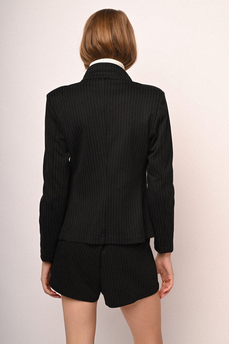 Pinstriped single-breasted blazer