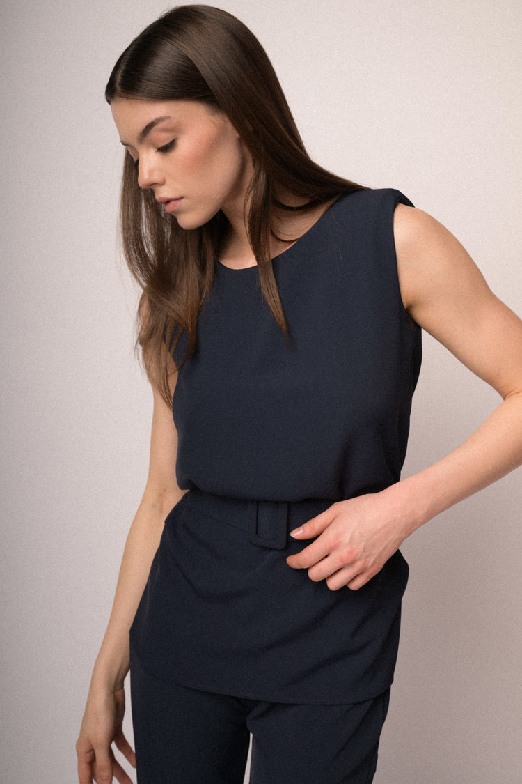 Belted sleeveless top