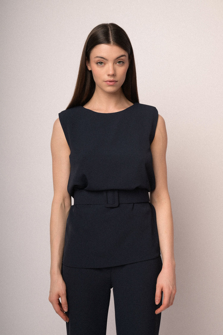 Belted sleeveless top