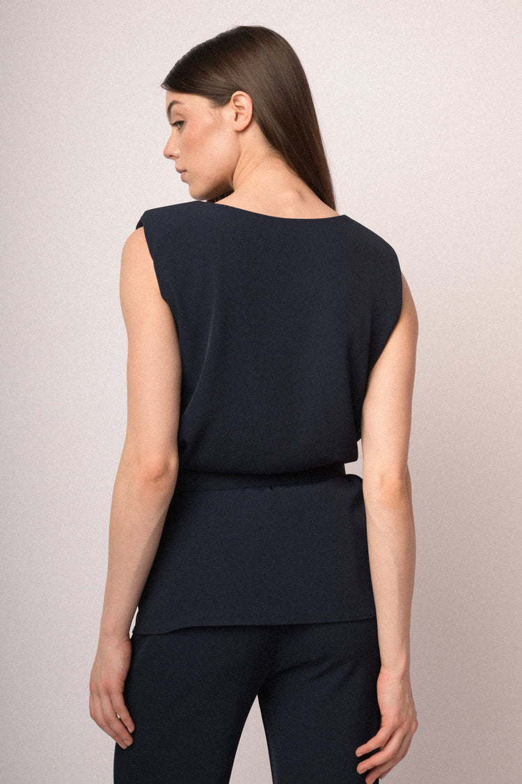 Belted sleeveless top