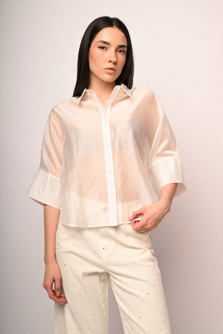 Lyocell-blend organza shirt