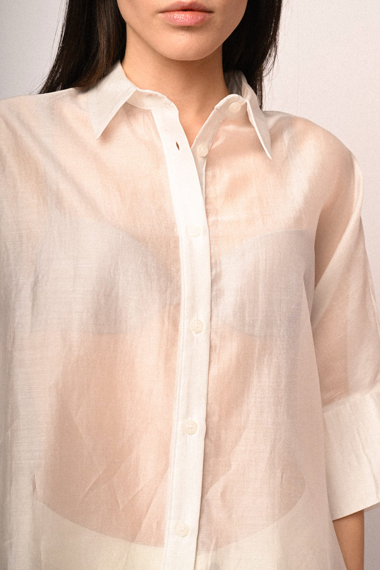 Lyocell-blend organza shirt