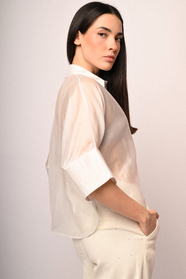 Lyocell-blend organza shirt